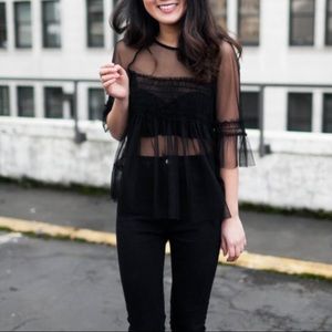 Chelsea28 Tulle Babydoll Top